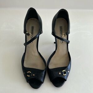 CHARLES DAVID Black Open Toe Slingback Heels Size 7 1/2
